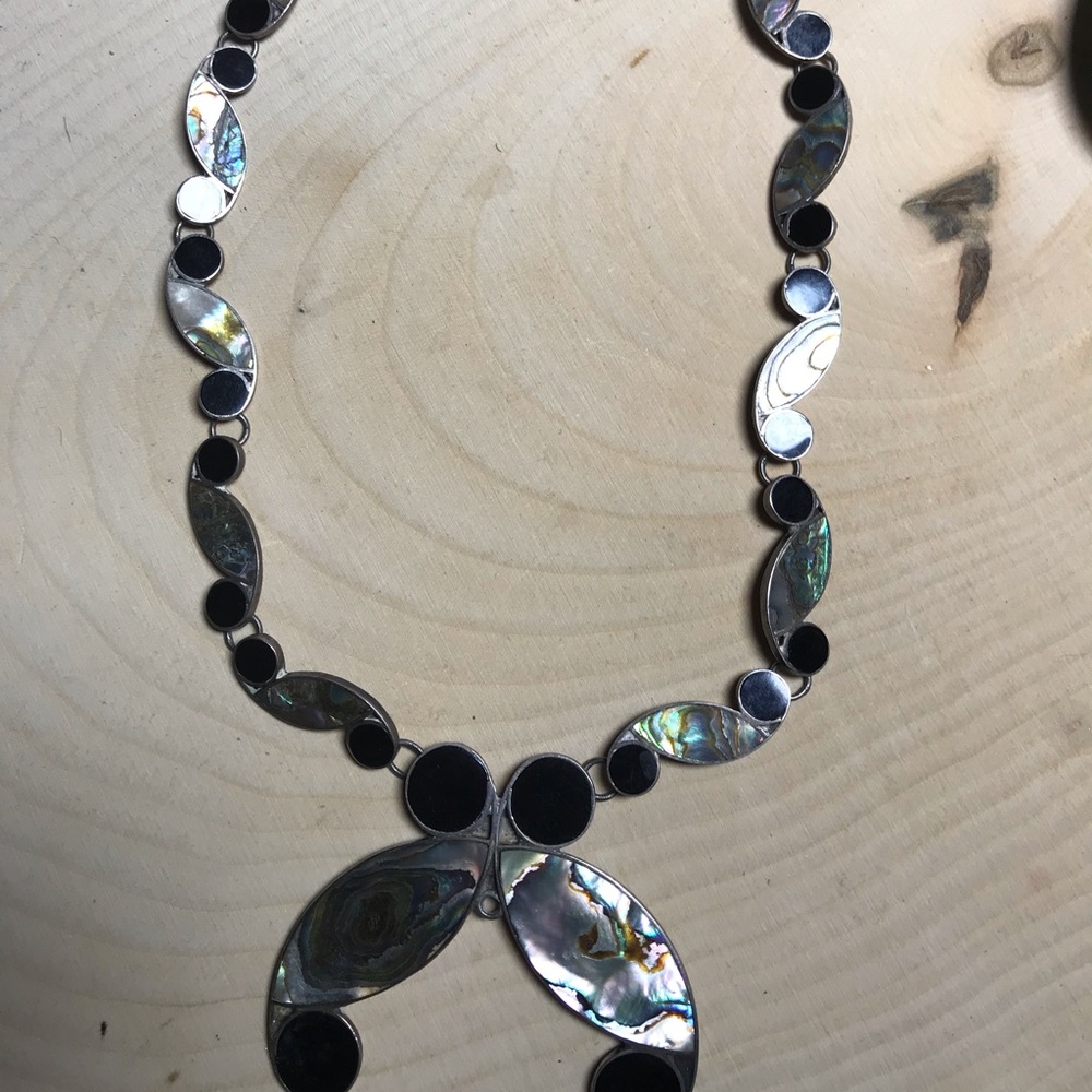 COPY - Native marked sterling and abalone necklace